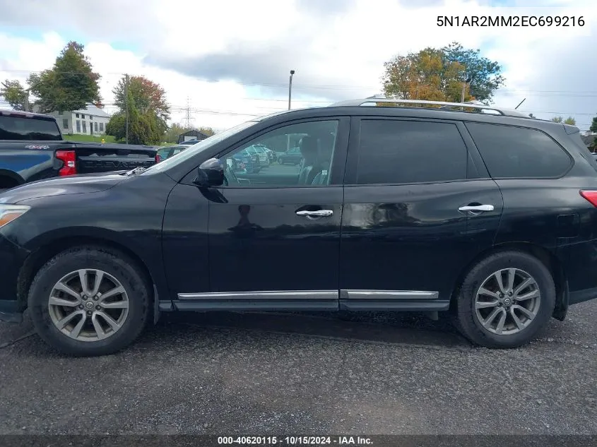 2014 Nissan Pathfinder S/Sv/Sl/Platinum VIN: 5N1AR2MM2EC699216 Lot: 40620115