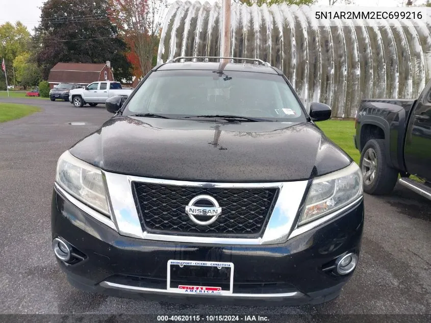 2014 Nissan Pathfinder S/Sv/Sl/Platinum VIN: 5N1AR2MM2EC699216 Lot: 40620115