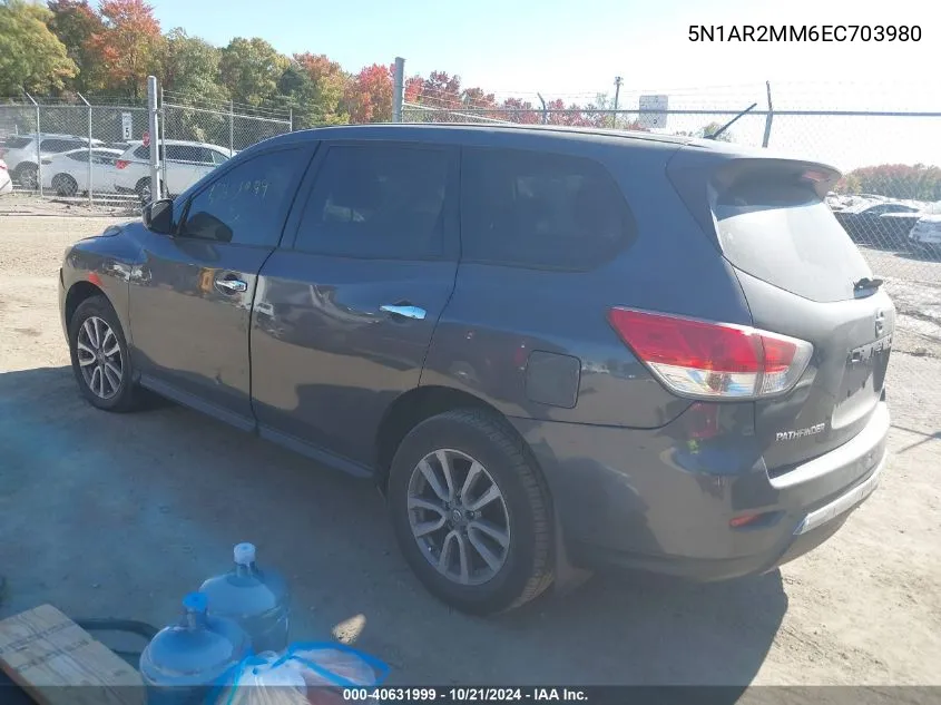 2014 Nissan Pathfinder S/Sv/Sl/Platinum VIN: 5N1AR2MM6EC703980 Lot: 40631999