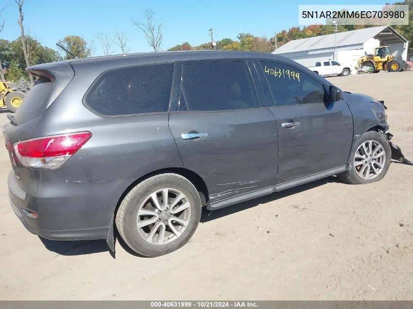 2014 Nissan Pathfinder S/Sv/Sl/Platinum VIN: 5N1AR2MM6EC703980 Lot: 40631999