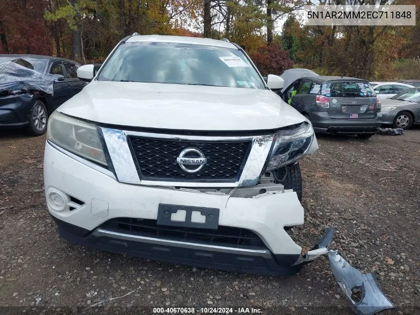 2014 Nissan Pathfinder Sv VIN: 5N1AR2MM2EC711848 Lot: 40670638