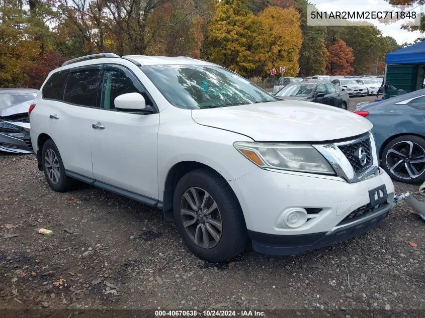 2014 Nissan Pathfinder Sv VIN: 5N1AR2MM2EC711848 Lot: 40670638