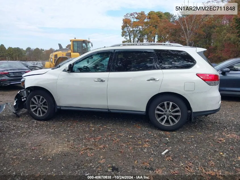 2014 Nissan Pathfinder Sv VIN: 5N1AR2MM2EC711848 Lot: 40670638