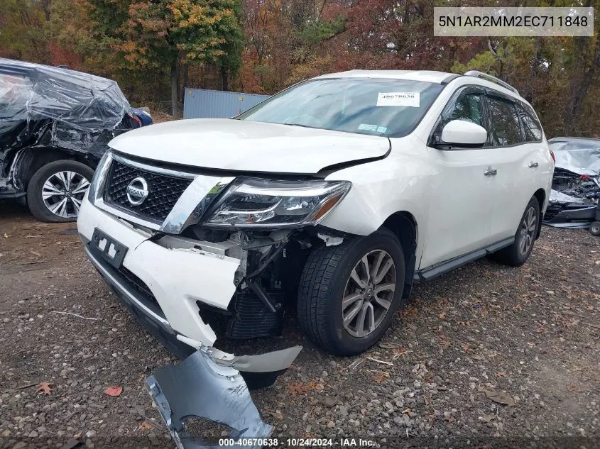 2014 Nissan Pathfinder Sv VIN: 5N1AR2MM2EC711848 Lot: 40670638