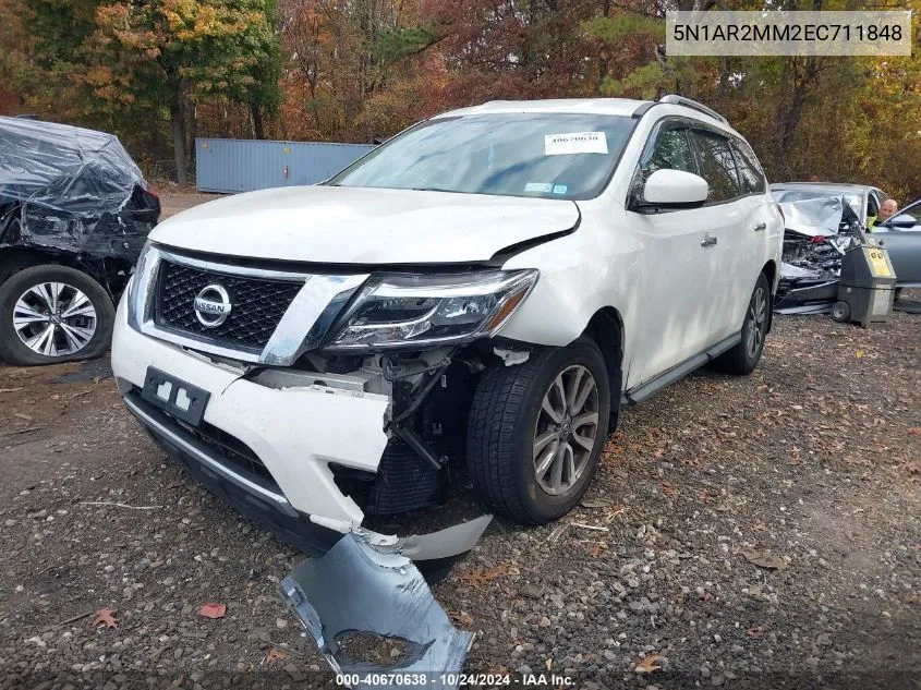 2014 Nissan Pathfinder Sv VIN: 5N1AR2MM2EC711848 Lot: 40670638