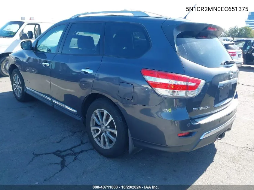 2014 Nissan Pathfinder Hybrid Sl VIN: 5N1CR2MN0EC651375 Lot: 40711888