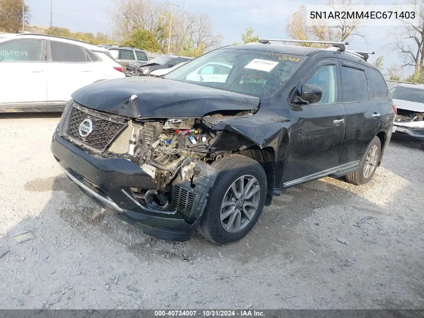 2014 Nissan Pathfinder Sl VIN: 5N1AR2MM4EC671403 Lot: 40734007