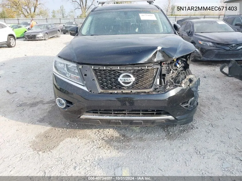 2014 Nissan Pathfinder Sl VIN: 5N1AR2MM4EC671403 Lot: 40734007