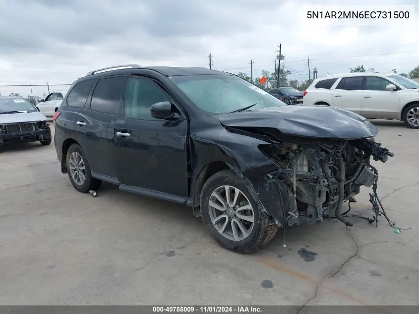 2014 Nissan Pathfinder Sv VIN: 5N1AR2MN6EC731500 Lot: 40755009