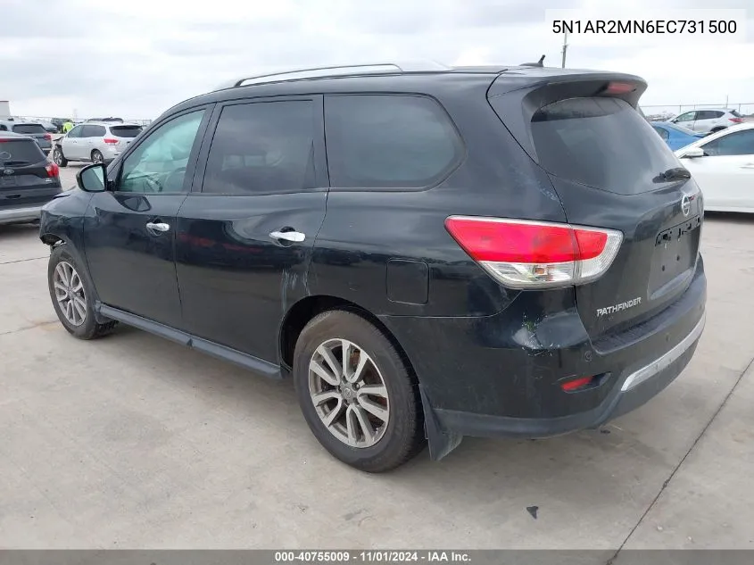 2014 Nissan Pathfinder Sv VIN: 5N1AR2MN6EC731500 Lot: 40755009