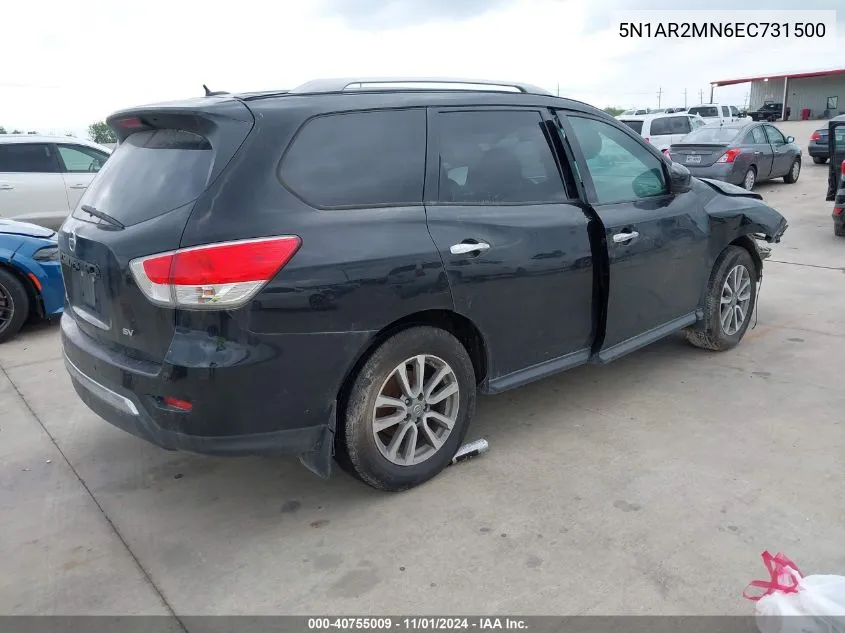 2014 Nissan Pathfinder Sv VIN: 5N1AR2MN6EC731500 Lot: 40755009