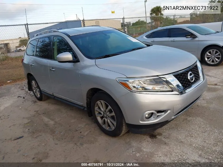 2014 Nissan Pathfinder Sl VIN: 5N1AR2MNXEC731922 Lot: 40755791