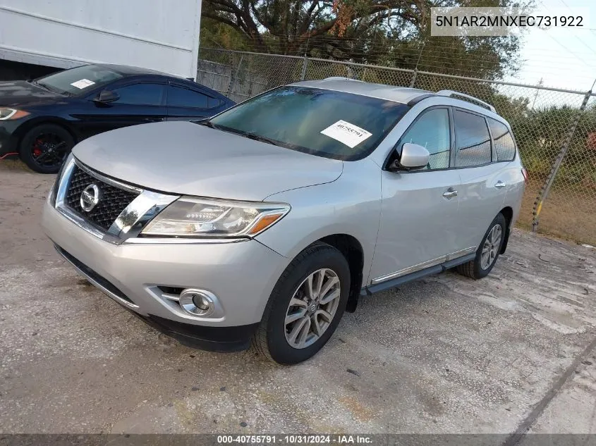 2014 Nissan Pathfinder Sl VIN: 5N1AR2MNXEC731922 Lot: 40755791