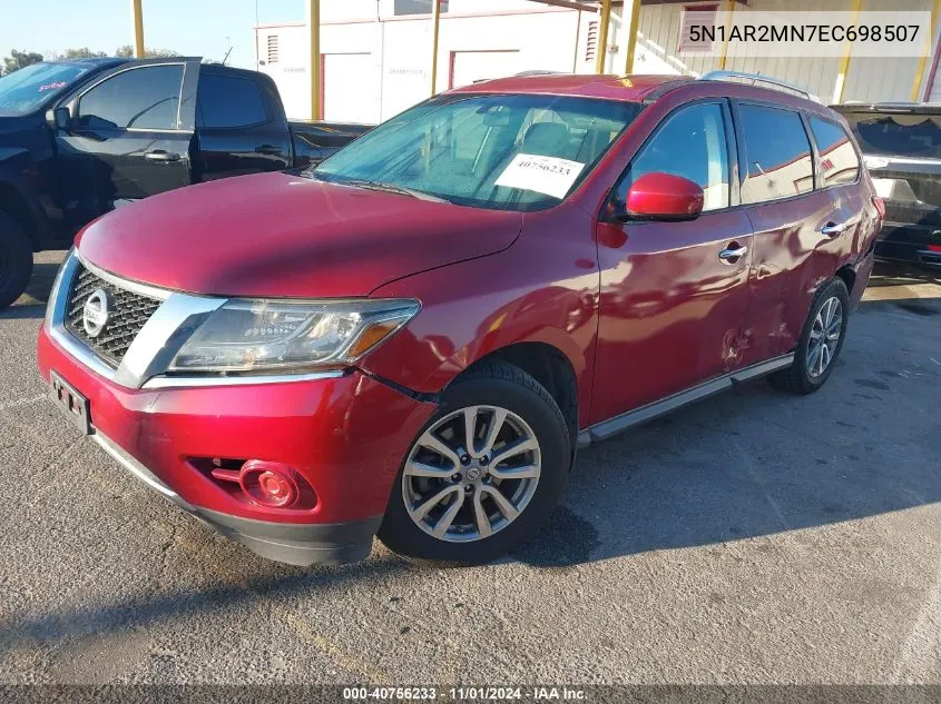 2014 Nissan Pathfinder Sv VIN: 5N1AR2MN7EC698507 Lot: 40756233