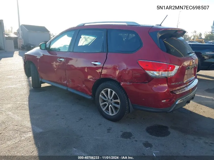 2014 Nissan Pathfinder Sv VIN: 5N1AR2MN7EC698507 Lot: 40756233