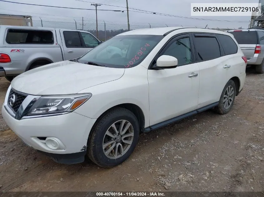 2014 Nissan Pathfinder S VIN: 5N1AR2MM4EC729106 Lot: 40760154