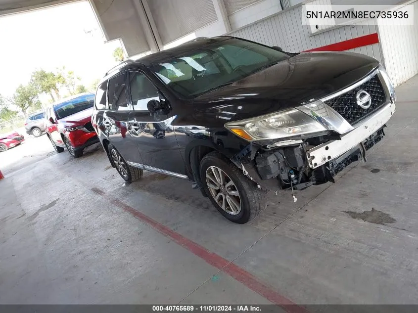 2014 Nissan Pathfinder Sl VIN: 5N1AR2MN8EC735936 Lot: 40765689