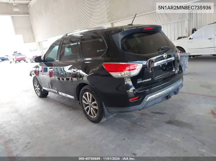 2014 Nissan Pathfinder Sl VIN: 5N1AR2MN8EC735936 Lot: 40765689