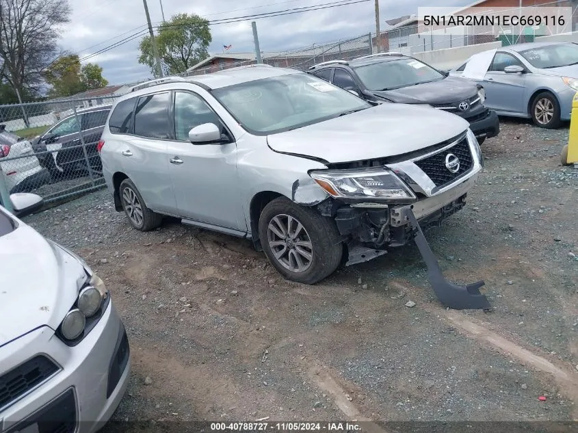 2014 Nissan Pathfinder Sv VIN: 5N1AR2MN1EC669116 Lot: 40788727