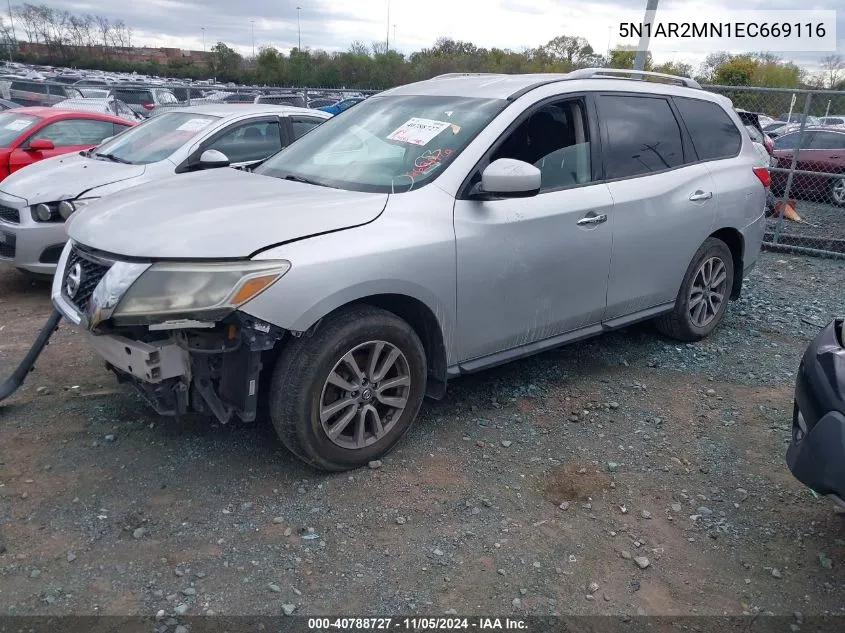 2014 Nissan Pathfinder Sv VIN: 5N1AR2MN1EC669116 Lot: 40788727