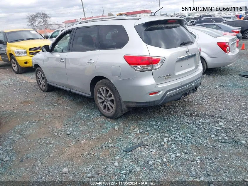 2014 Nissan Pathfinder Sv VIN: 5N1AR2MN1EC669116 Lot: 40788727