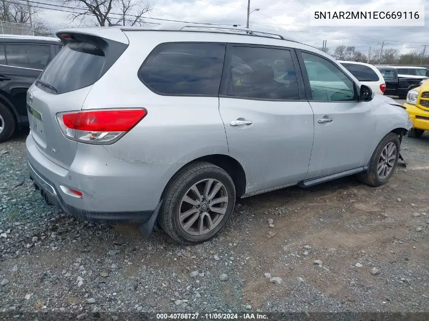 2014 Nissan Pathfinder Sv VIN: 5N1AR2MN1EC669116 Lot: 40788727