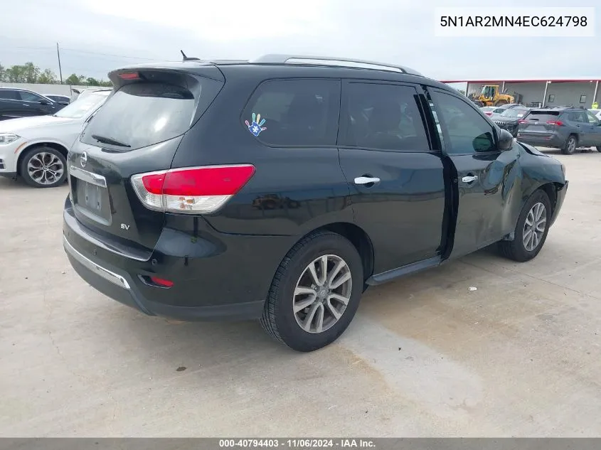 2014 Nissan Pathfinder Sv VIN: 5N1AR2MN4EC624798 Lot: 40794403