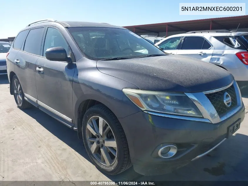 2014 Nissan Pathfinder Platinum VIN: 5N1AR2MNXEC600201 Lot: 40795398