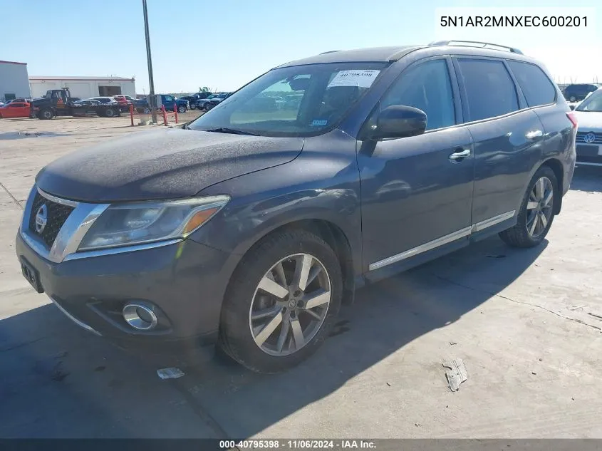 2014 Nissan Pathfinder Platinum VIN: 5N1AR2MNXEC600201 Lot: 40795398