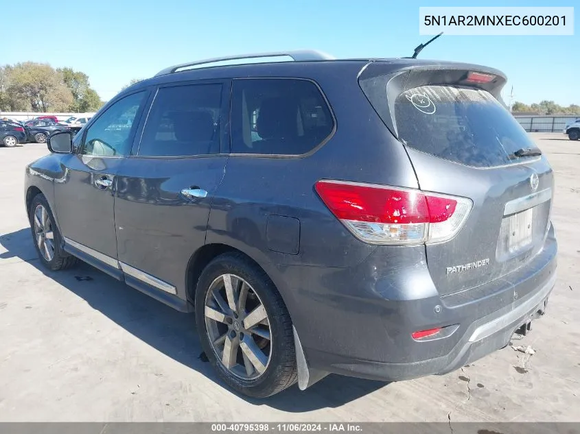 2014 Nissan Pathfinder Platinum VIN: 5N1AR2MNXEC600201 Lot: 40795398