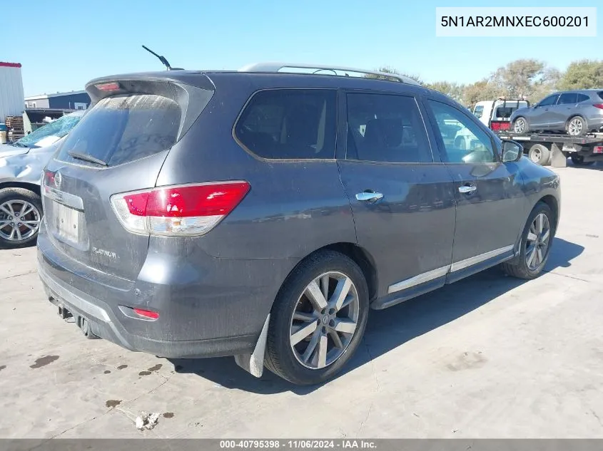 2014 Nissan Pathfinder Platinum VIN: 5N1AR2MNXEC600201 Lot: 40795398