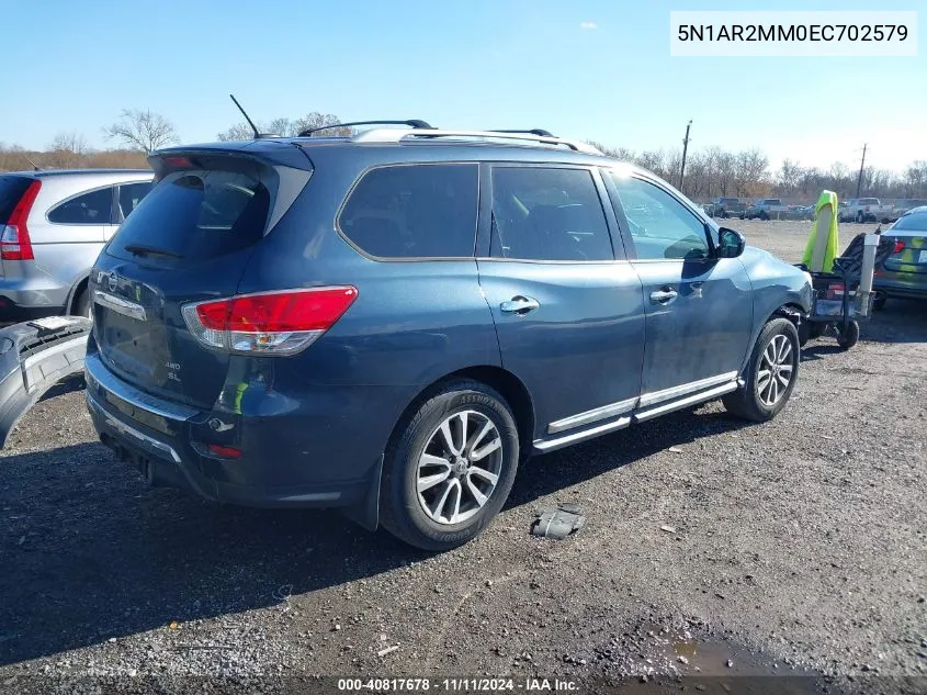 2014 Nissan Pathfinder Sl VIN: 5N1AR2MM0EC702579 Lot: 40817678