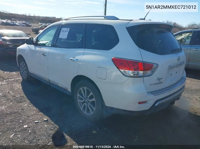 2014 Nissan Pathfinder Sl VIN: 5N1AR2MMXEC721012 Lot: 40819618