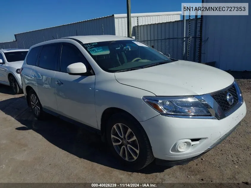 2014 Nissan Pathfinder S VIN: 5N1AR2MNXEC727353 Lot: 40826239