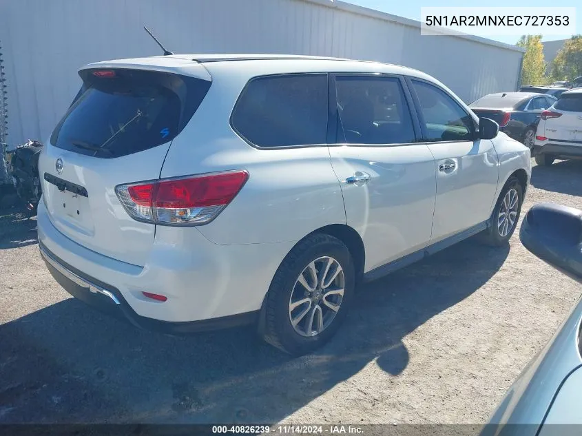 2014 Nissan Pathfinder S VIN: 5N1AR2MNXEC727353 Lot: 40826239