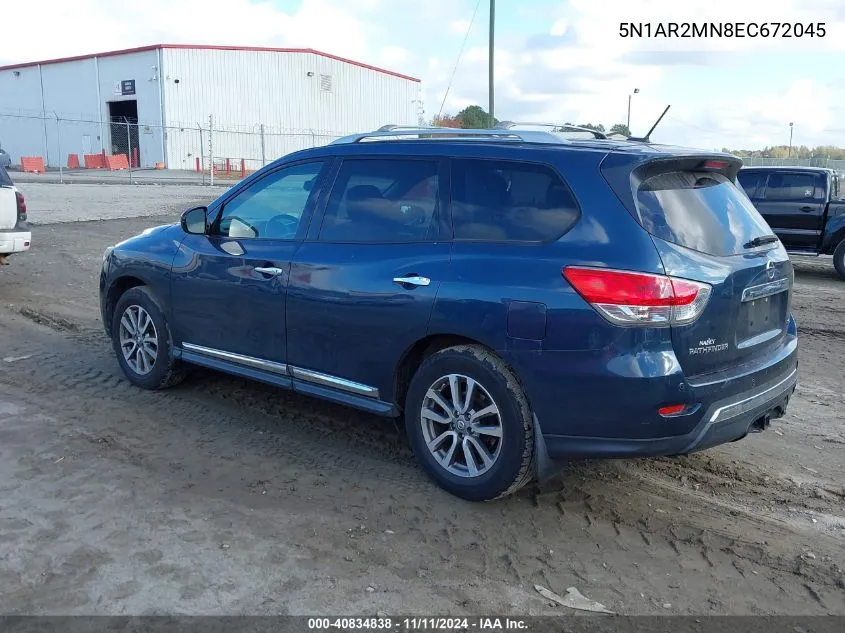 2014 Nissan Pathfinder Sl VIN: 5N1AR2MN8EC672045 Lot: 40834838