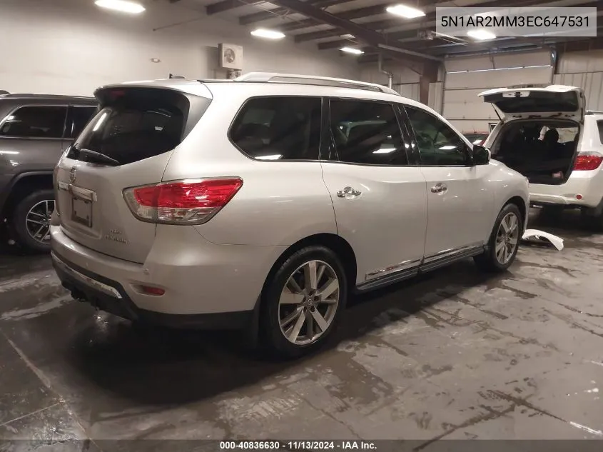 2014 Nissan Pathfinder Platinum VIN: 5N1AR2MM3EC647531 Lot: 40836630