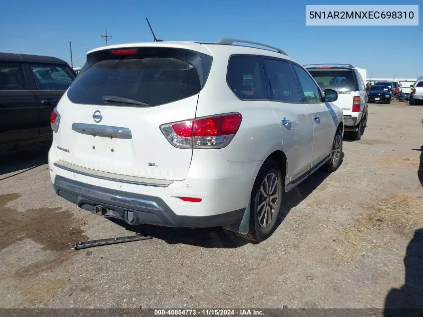 2014 Nissan Pathfinder Sl VIN: 5N1AR2MNXEC698310 Lot: 40854773