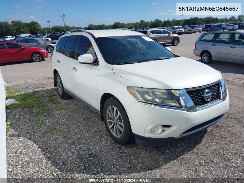 2014 Nissan Pathfinder Sv VIN: 5N1AR2MN6EC645667 Lot: 40873312