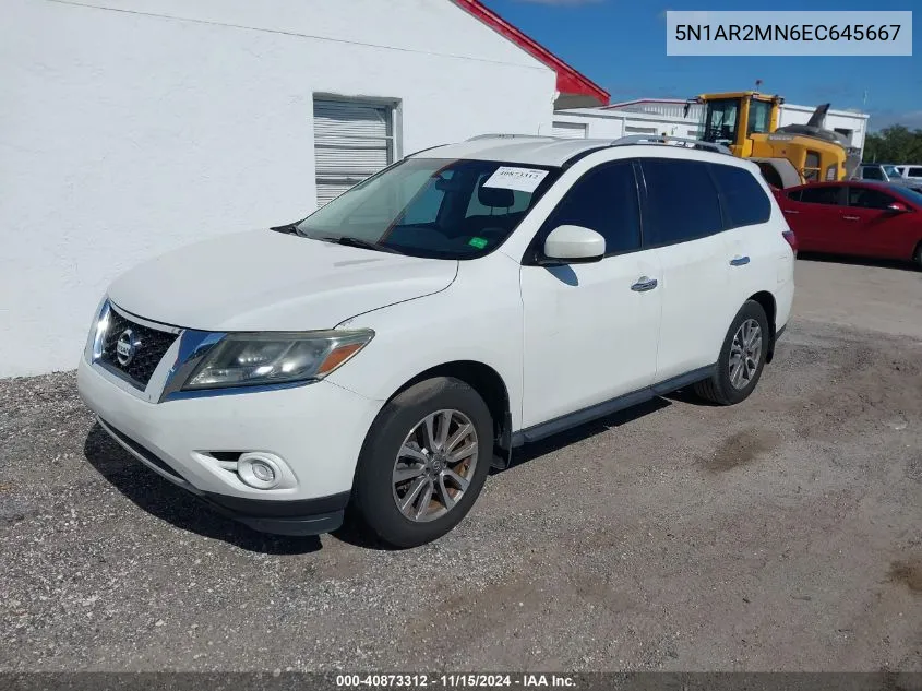 2014 Nissan Pathfinder Sv VIN: 5N1AR2MN6EC645667 Lot: 40873312