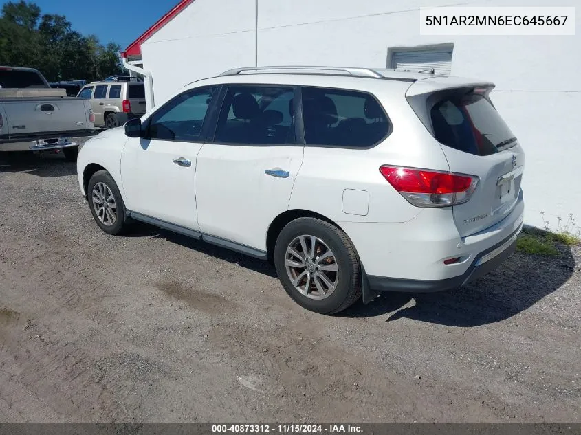 2014 Nissan Pathfinder Sv VIN: 5N1AR2MN6EC645667 Lot: 40873312