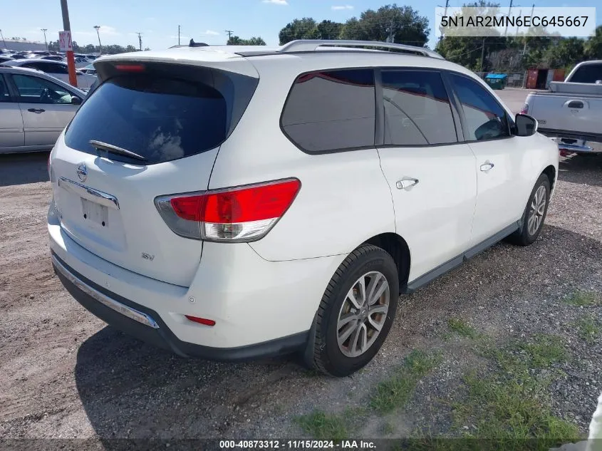 2014 Nissan Pathfinder Sv VIN: 5N1AR2MN6EC645667 Lot: 40873312