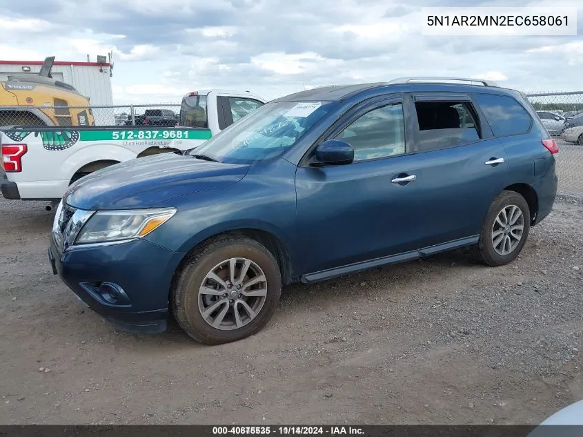 2014 Nissan Pathfinder S VIN: 5N1AR2MN2EC658061 Lot: 40875535