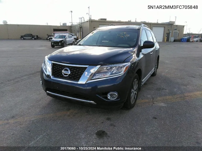 2015 Nissan Pathfinder Sl VIN: 5N1AR2MM3FC705848 Lot: 20179060