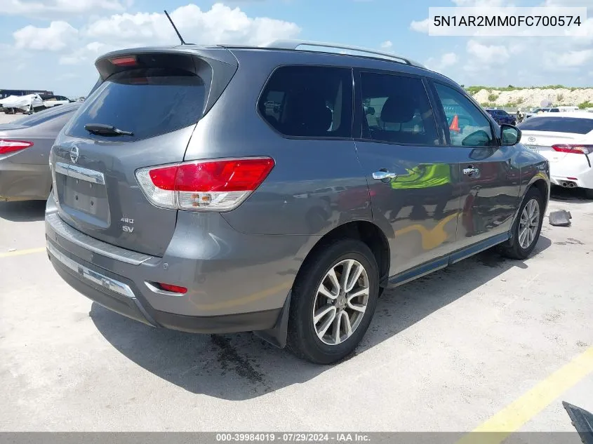 2015 Nissan Pathfinder Sv VIN: 5N1AR2MM0FC700574 Lot: 39984019