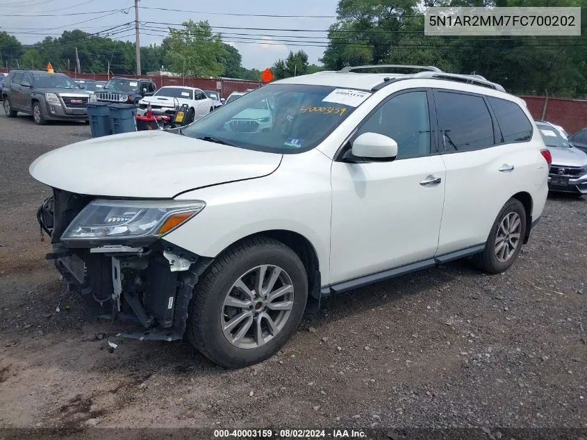 2015 Nissan Pathfinder Sv VIN: 5N1AR2MM7FC700202 Lot: 40003159