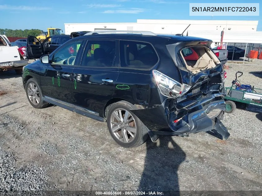 2015 Nissan Pathfinder Platinum/S/Sl/Sv VIN: 5N1AR2MN1FC722043 Lot: 40053608