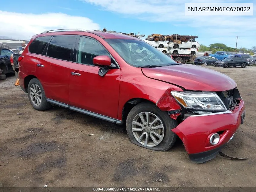 2015 Nissan Pathfinder Sv VIN: 5N1AR2MN6FC670022 Lot: 40360899