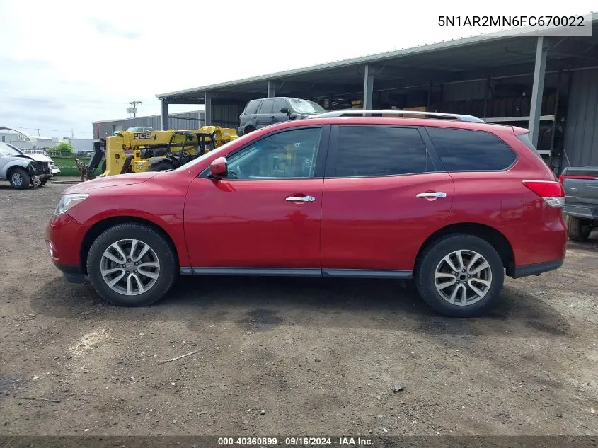 2015 Nissan Pathfinder Sv VIN: 5N1AR2MN6FC670022 Lot: 40360899