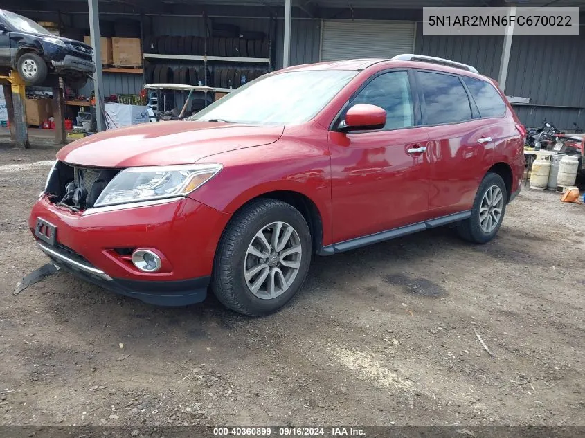 2015 Nissan Pathfinder Sv VIN: 5N1AR2MN6FC670022 Lot: 40360899